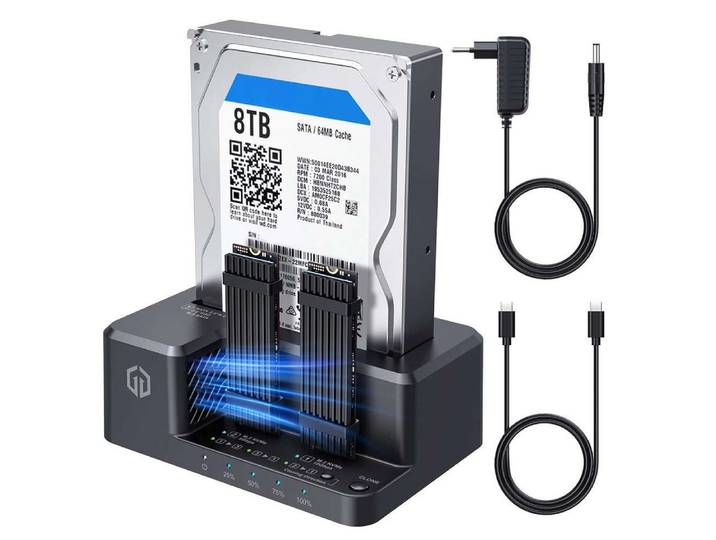GRAUGEAR Festplatten-Dockingstation GRAUGEAR Docking-& Klonstation M2 NVMe/SATA SSD 2,5/3,5 USB