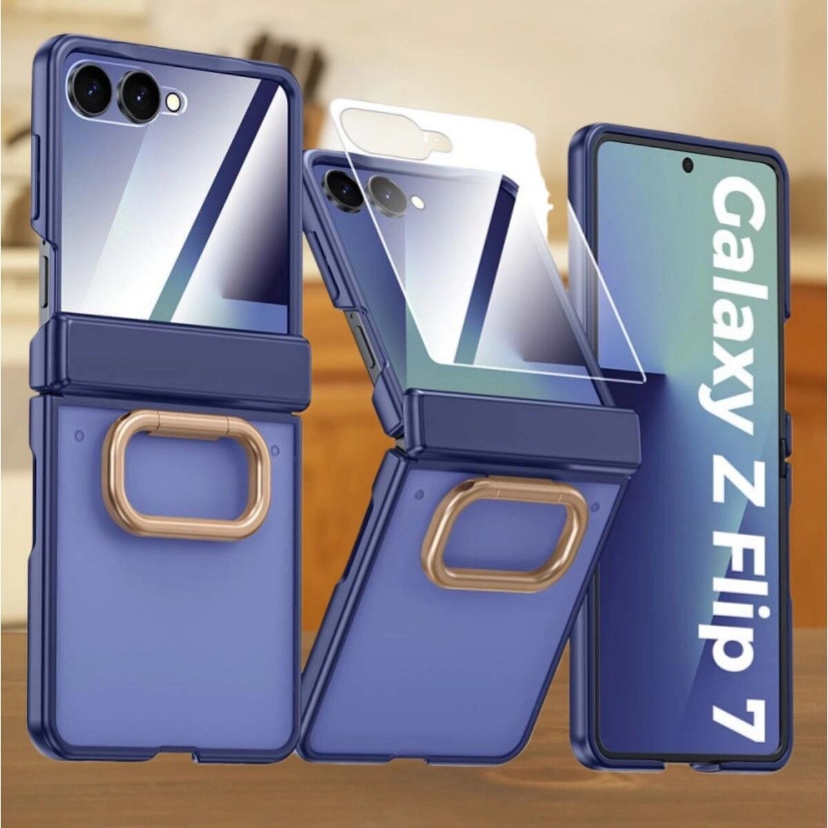 INF Blaue Ringhalter PC Hülle kompatibel mit Samsung Galaxy Z Flip7