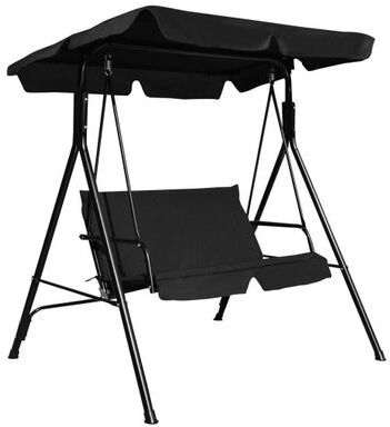 Costway Loveseat Cushioned Patio Steel Frame Swing Glider -Black