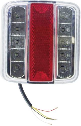 Berger & Schröter Anhänger-Rückleuchte Blinker, Bremslicht, Rückleuchte, Kennzeichenleuchte links 12V Rot, Silber Klarglas
