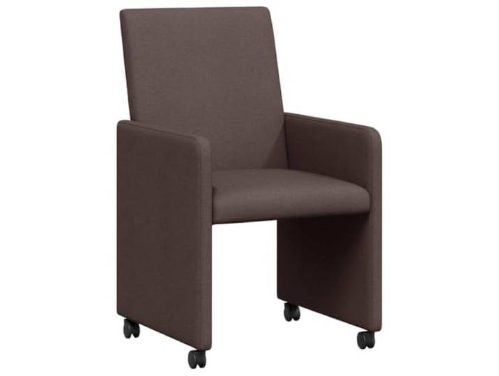NLQMSU Esszimmerstühle mit Rollen, 2 Stück, Stoff, Dunkelbraun Ergonomisches Design, moderne Armlehnen, Struktur aus Sperrholz und Metall, häufiger Gebrauch, einfache Aufbewahrung