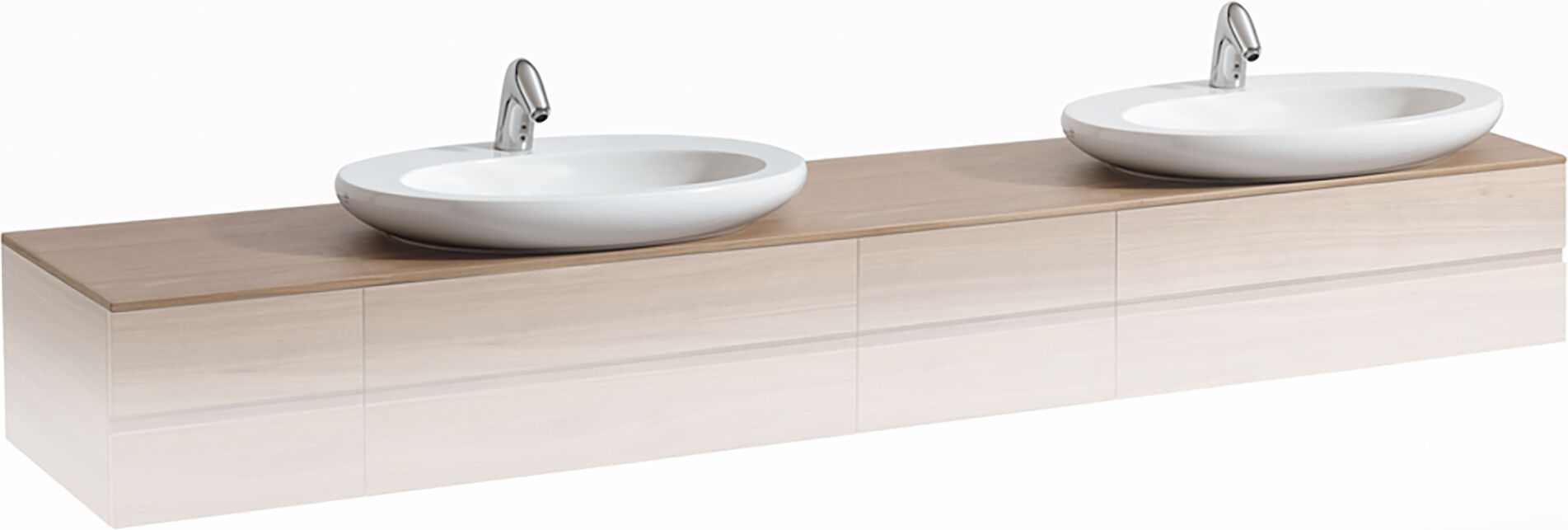 LAUFEN Alessi One H4246140976301 meuble H4246140976301 2400x12x500mm, découpe r. & l., Noce Canaletto
