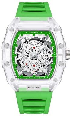 Quick Pick Pro LuxeGlow Men Quartz Watch With Calendar & Luminous Display transparent Green
