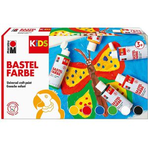 Marabu Bastelfarbe Kids 0304000000001, Universal, farbig sortiert, 6 Farben je 80ml