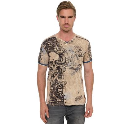 T-Shirt RUSTY NEAL "Rusty Neal T-Shirt", Herren, Gr. M, grün, 100% Baumwolle, bedruckt, normal, Rundhals, Shirts T-Shirt, mit coolem Allover-Print