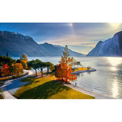 Fototapete PAPERMOON "BLICK AUF ALPENSEE", bunt, B:3,5m L:2,6m, Vlies, Tapeten