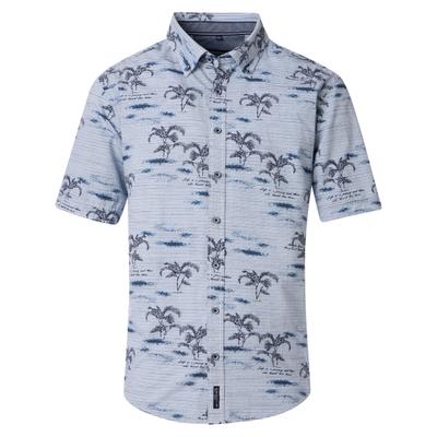 Kurzarmhemd CASAMODA "CASAMODA Freizeithemd Kurzarm gestreift", Herren, Gr. XXL, Normalgrößen, blau, 100% Baumwolle, gestreift, lässig geschnitten, Hemden