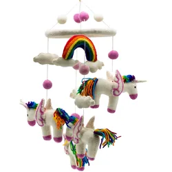 Handmade Felt Mobile - Rainbow Unicorns