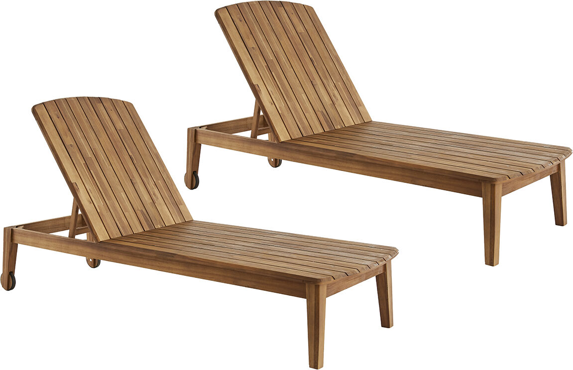 Miliboo Sonnenliegen aus massivem Akazienholz (2er-Set) CANOPEE