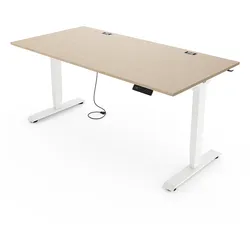 Yaasa Desk Essential, 120x80 cm, Eiche hell/Weiß - Höhenverstellbarer Sitz-Steh-Tisch fürs Büro