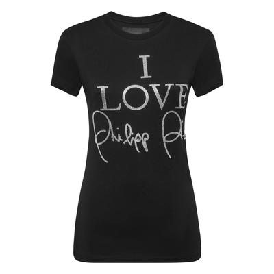 T-Shirt PHILIPP PLEIN "Slim-Fit-T-Shirt", Damen, Gr. S, 02, schwarz, Stoff: 100% Baumwolle. Besatz: 100% Glasfaser, Shirts T-Shirt