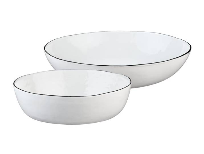 Corbeille à fruits en grès blanc d