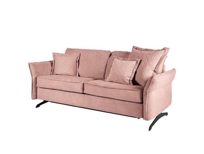 Schlafsofa Kallaste mit Matratze Pink/Babyrosa Flachgewebe 192cm Modern
