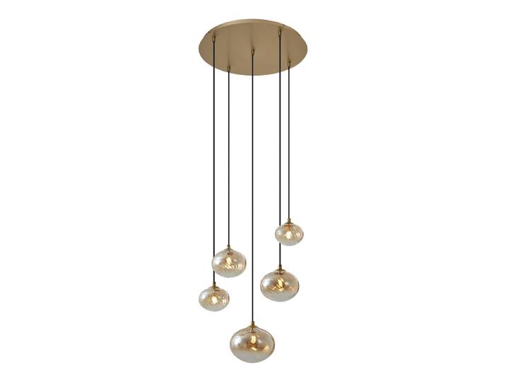 Suspension Art Déco Or avec Verre Ambré - Jia