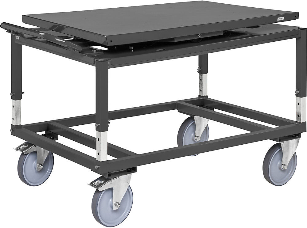 Palettenwagen, höhenverstellbar mit Drehteller, LxBxH 1338 x 810 x 807 mm Kongamek