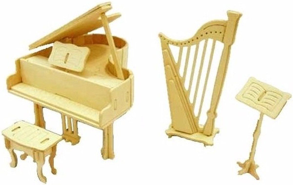 T & F creations Muziek 1:12 Bouwpakket Muziekinstrumenten voor Poppenhuis - Hout