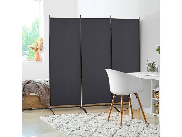 HOMCOM Paravent 3 Panneaux 2,53L Métal Polyester Brise-Vue