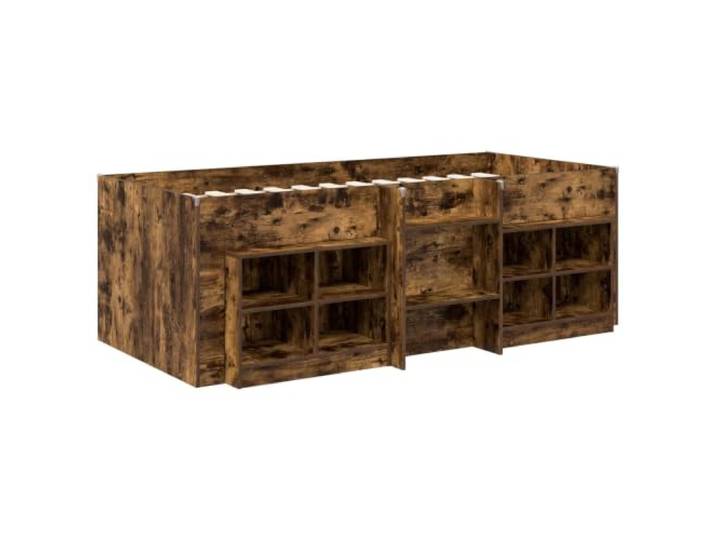 KTHLBRH Bettgestell Loft mit 3-teiligem Schrank Sonoma grau