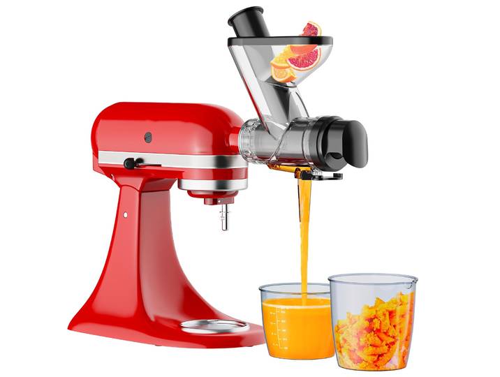 Gvode – presse-agrumes à mastication, accessoire pour mélangeur sur socle KitchenAid, presse-agrumes à pression lente et froide avec double goulotte d'alimentation