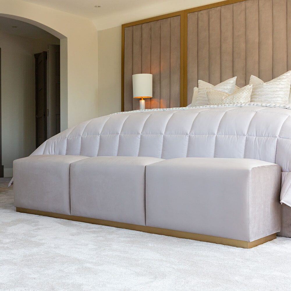 Valentina Praline & Gold Premium Upholstered Bench, King