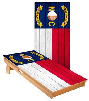 Skip's Garage North Carolina Flag Cornhole Boards