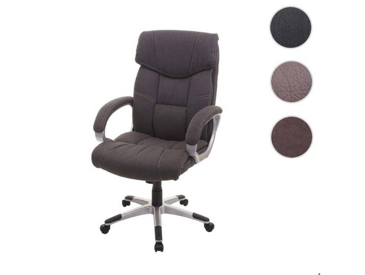 Chaise de bureau MCW-A71 chaise pivotante tissu ~ imitation daim gris foncé
