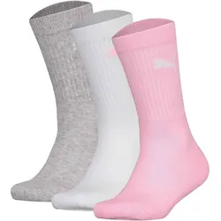 PUMA Kinder Socken, 3er Pack - Sport Junior, Frottee-Sohle, Rippbündchen, Logo Rosa / 31-34