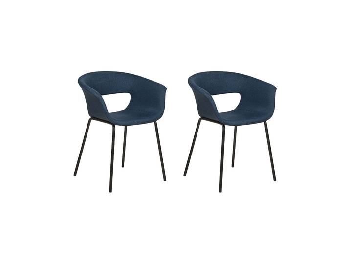 BELIANI Esszimmerstühle 2er Set Dunkelblau mit Schwarzen Beinen Modernes Design für Esszimmer Essbereich Küche Wohnzimmer