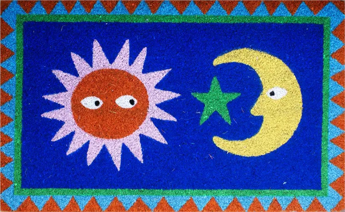 Kitsch Kitchen deurmat Loteria sun moon blauw