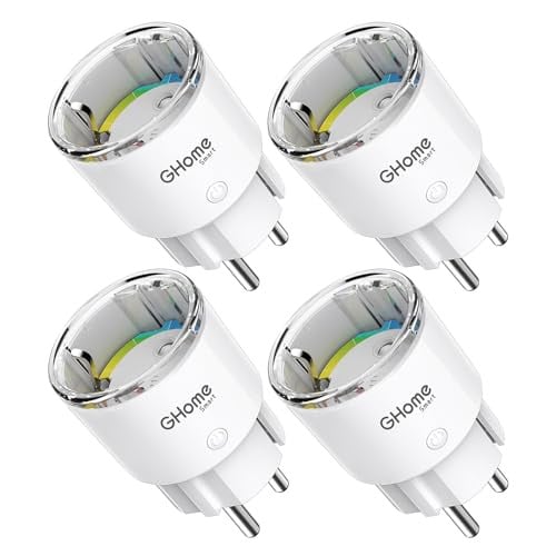 GHome Smart Mini Wifi Stopcontact met Stroomverbruiksmeting, Bianco, Set van 4 stuks