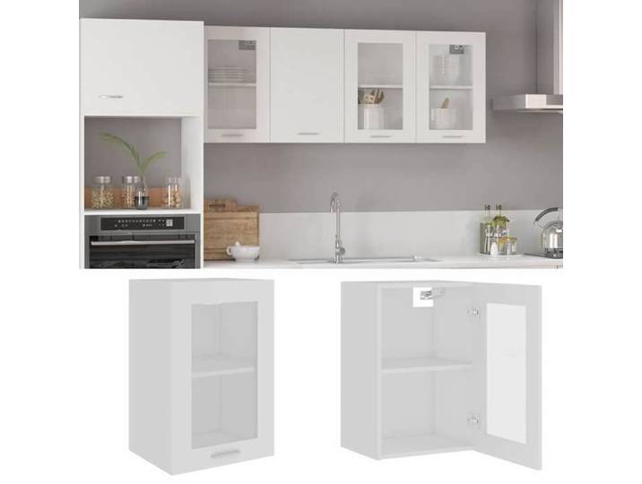 Blanc Vitrine suspendue  Lyon  Blanc 40x31x60 cm Bois d'ingénierie - Meuble Rangement LV32782