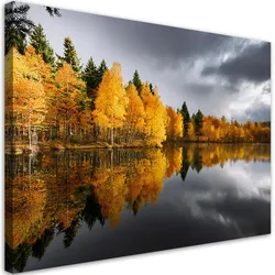 WANDBILD herbstwald am see