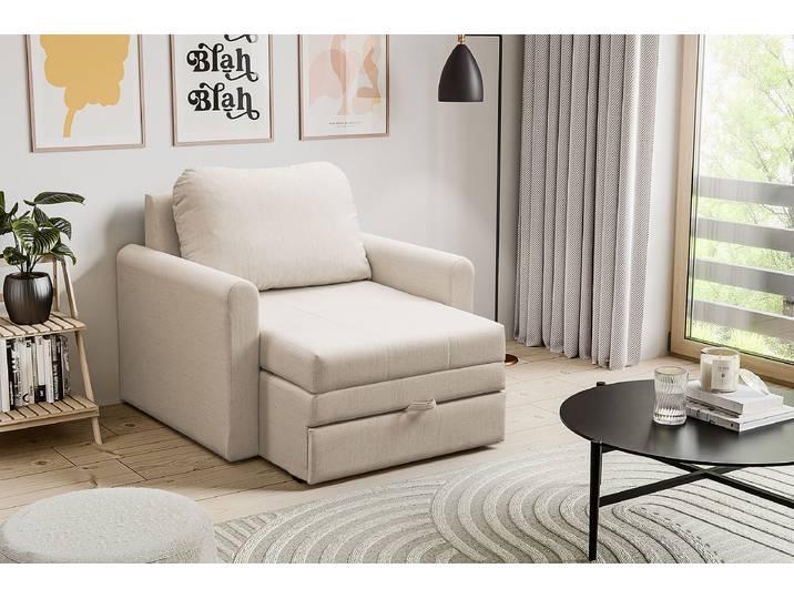 Schlafsessel Beige Flachgewebe Nea 103 x 90 x 115cm