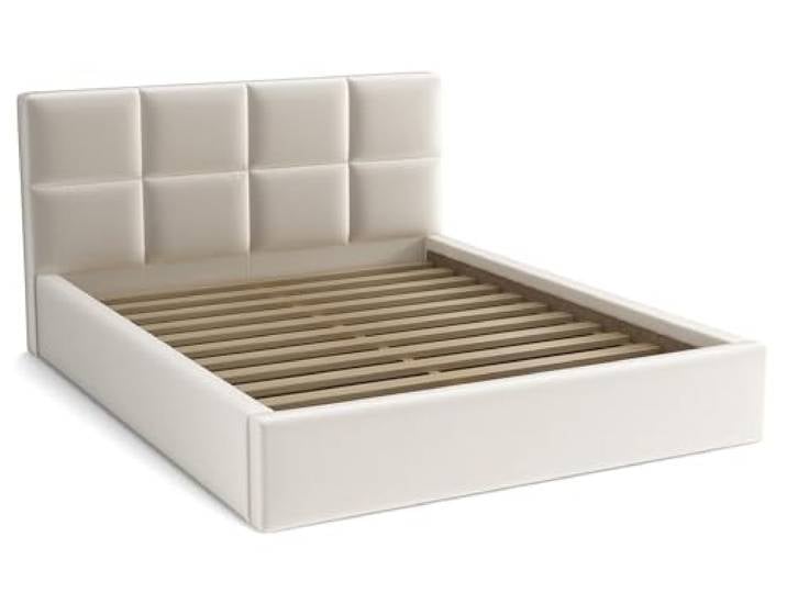 bonni Polsterbett Alaska 140x200cm Bett mit Lattenrost Doppelbett mit Bettkasten Bettgestell Holzbett Stauraumbett (Creme)
