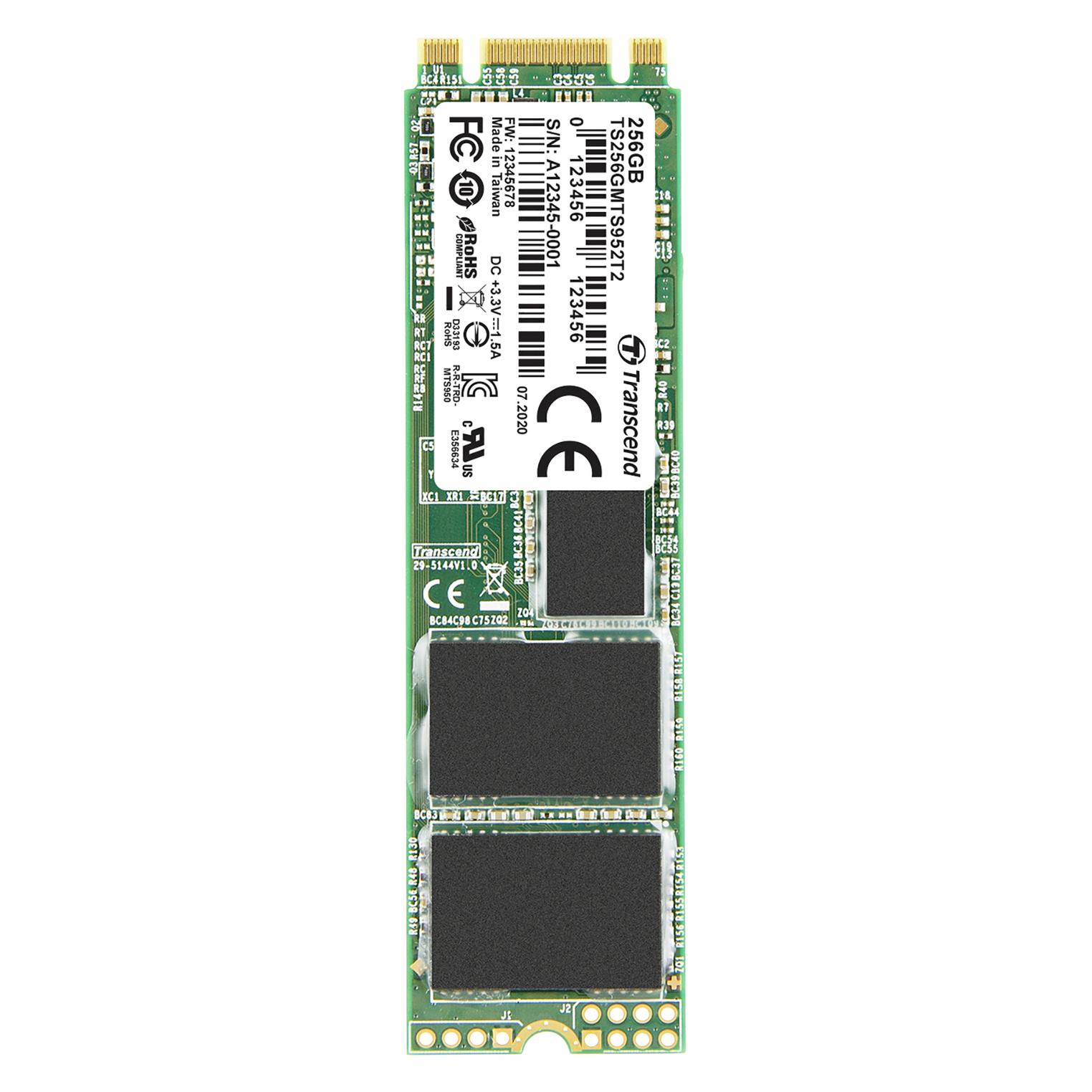 Transcend Interne M.2 PCIe NVMe SSD 2280 952T2 SATA III (256 GB, M.2, M.2 2280) (TS256GMTS952T2)