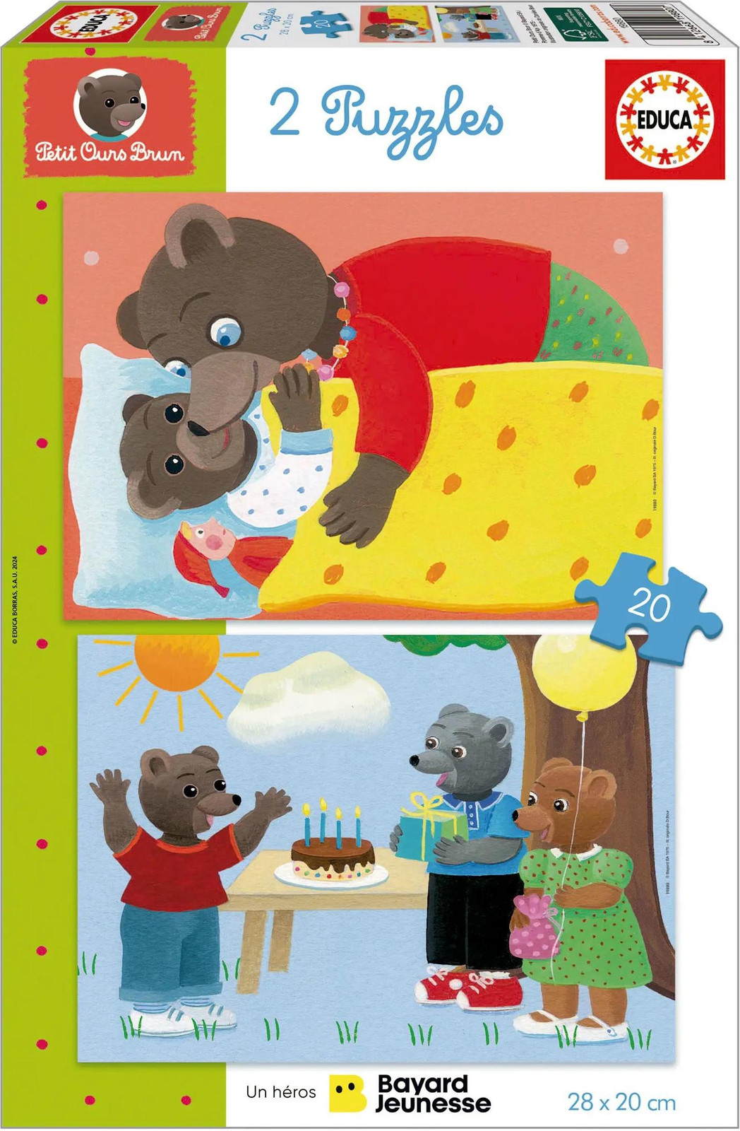 Educa Petit Ours Brun Puzzelset met 2 puzzels van 20 stukjes