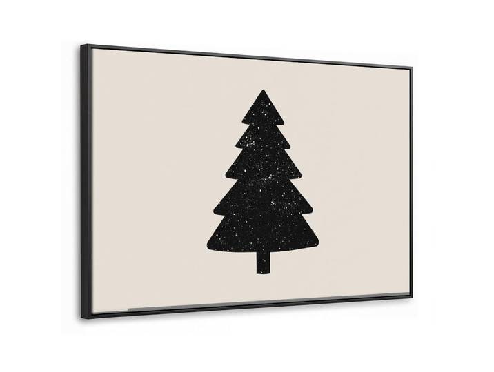 MuchoWow Leinwand Bilder mit Rahmen - Weihnachtsbaum - Schwarz - Urlaub - Beige - 140x90, Rechteckig, 140x90 cm, gerahmt, Bilder & Rahmen, Bilder, Leinwandbilder