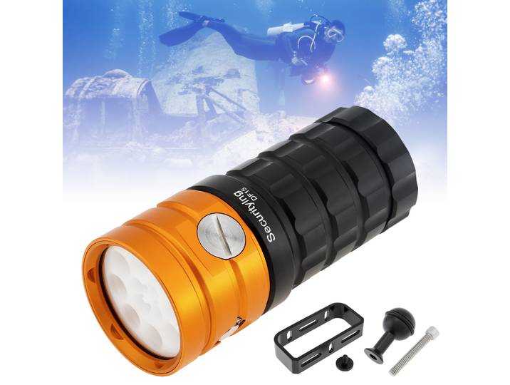SecurityIng-Torche vidéo de plongée sous-marine, lampe de poche pour la plongée professionnelle, la photographie sous-marine, 100m, 25000LM