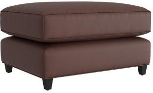 Juliana Leather Ottoman - Chocolate Leather, Chocolate Fossil - Ballard Designs