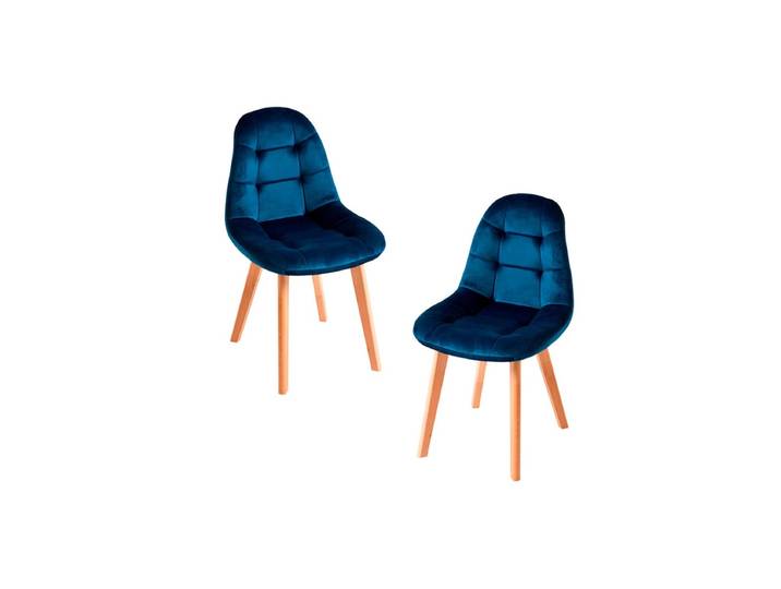 2er Set Kelen Samt Stühle - Blau
