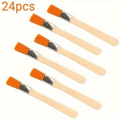 Rare Purchases 24 48 72 Mini Nylon Brushes Set, Wood Handle Art Paint Brush For Gouache, Acrylic & Wall Art, Soft Bristle Painting Tool 24pcs