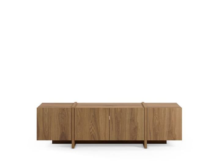 Meuble tv 4 portes en bois 180cm - bois foncé