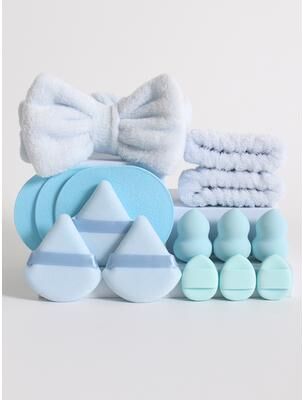 Modern Mode Marketplace Flawless Blend Makeup Sponge Set With Foundation Blender Headband And Wristbands blue