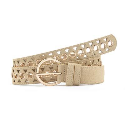 Hüftgürtel LASCANA "Hosengürtel, Anzuggürtel, Gürtel, Jeansgürtel", Damen, Gr. 95, beige, Kunstfaser, unifarben, Gürtel Hüftgürtel, mit kleinen Cut-Outs - für Hosen & Kleider