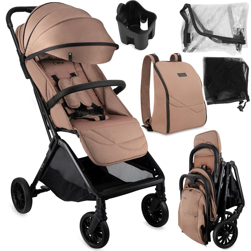 MoMi ANDREA kinderwagen/buggy tot 22 kg met automatische opvouwfunctie en accessoires - Bruin