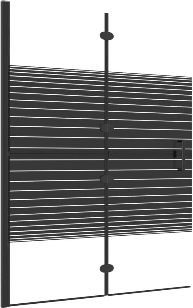 Symple Stuff Apollinaire 800mm W x 1400mm H Folding / Bi-Fold Semi-Frameless Tub Door with Clear Glass Black 140cm H x 100cm W x 0.4cm D
