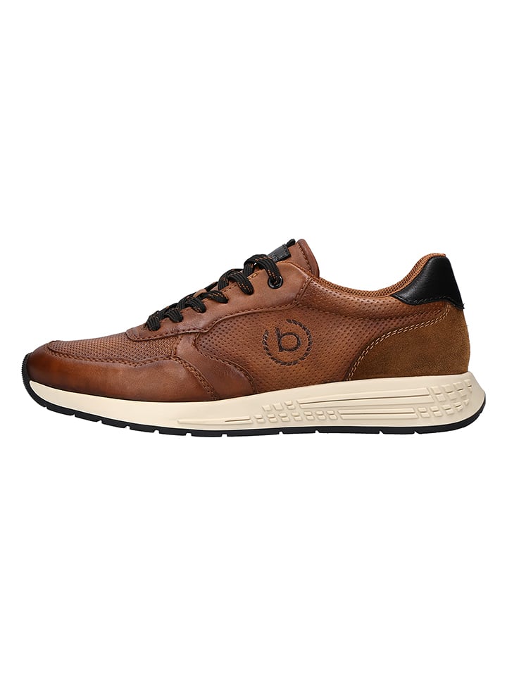 Bugatti Leder-Sneakers "Rough" in Hellbraun - 44