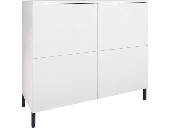 Kommode BORCHARDT MÖBEL Haama, Sideboard mit Metallfüssen, Push-to-open-Technik, Breite 93 cm , weiss (weiß matt), B:93cm H:80cm T:35cm, Holzwerkstoff, Sideboards, Kommode, Kommode, 4 Türen, 2 verstellbare Böden, Breite 93 cm