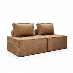 Oviala Business Oviala 2-Sitzer-Modulsofa aus Stoff mit terrakottafarbenen Kissen