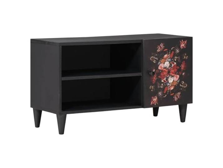 KGTKGTYER TV-Schrank aus Mango-Holz, Kommode mit floralem Muster Massive Holzverarbeitung, Vielseitiger Stauraum, Vintage-Design für Wohnzimmer